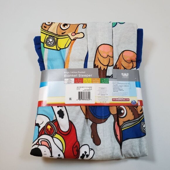 Nickelodeon Paw Patrol Blanket Sleeper Sleep & Play Boys 2T NWT Full Zip - Picture 6 of 10